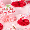 Cherry Party Decorations, Pink Bow and Cherry Honeycomb Centerpieces for Girls